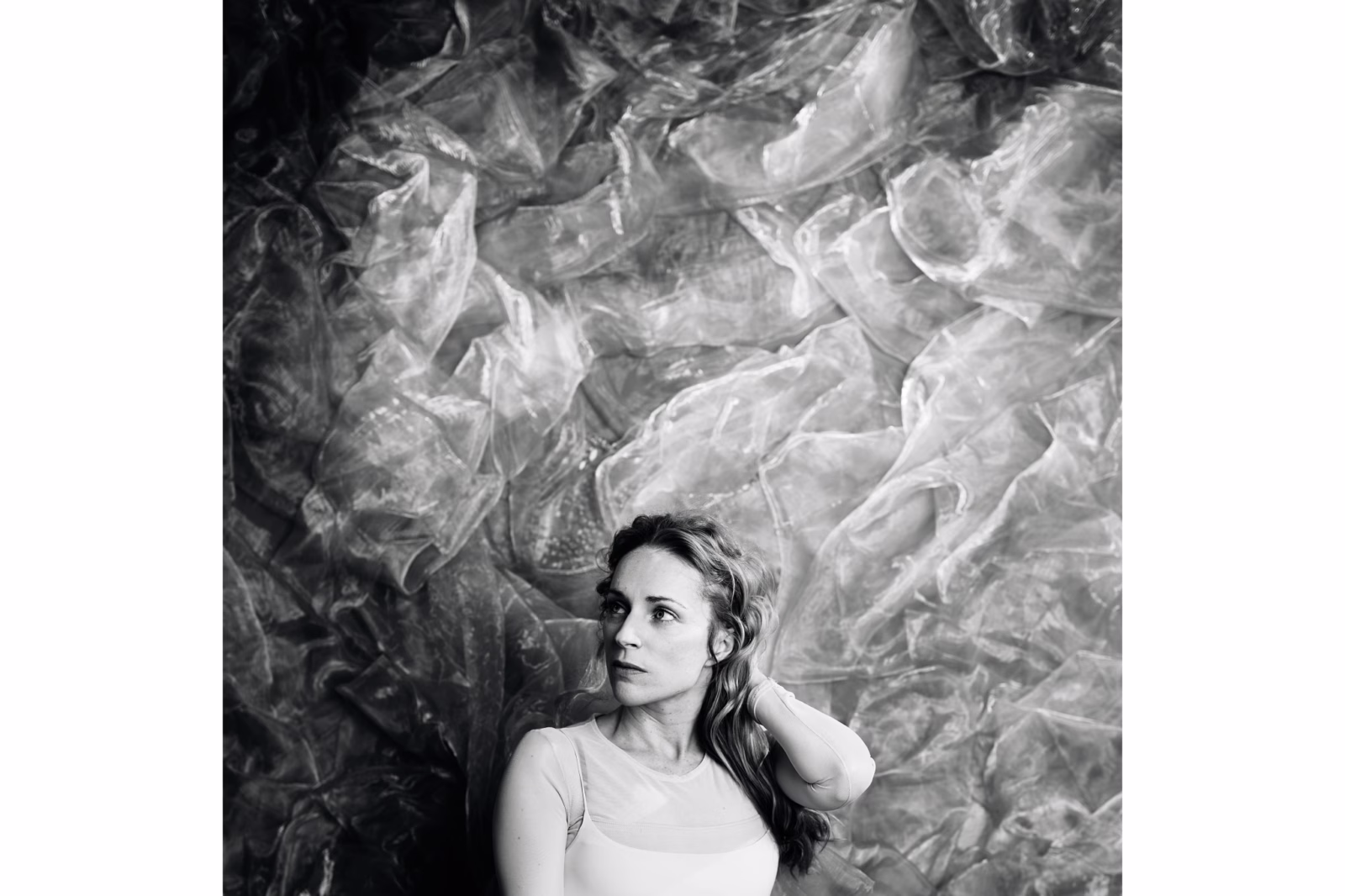 Agnes Obel in a black-and-white portrait accompanying The Meaning of Flowers release announcement