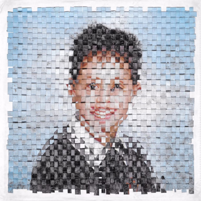 corto.alto’s SOME SMALL FORTUNE album artwork, a portrait constructed from interwoven photographic strips.