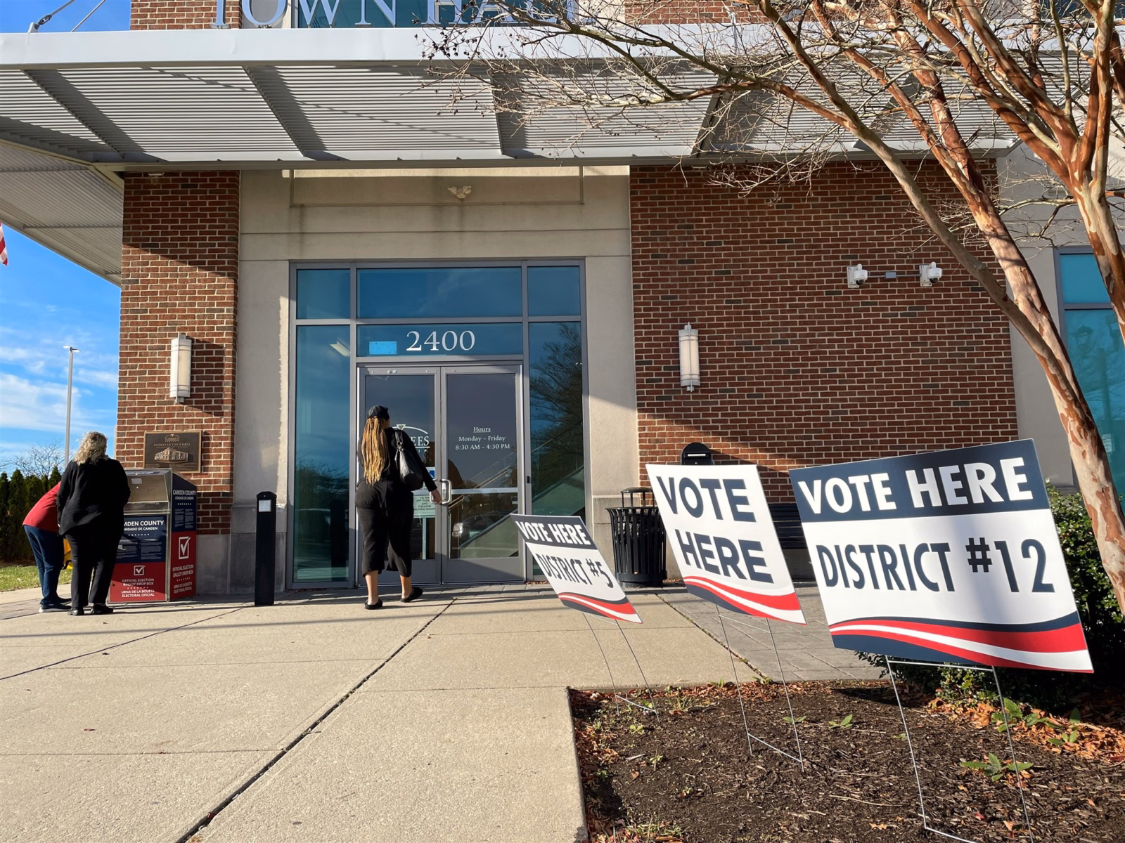 Voters outside a polling location at Voorhees Town Center in New Jersey during the November 2022 midterm election.